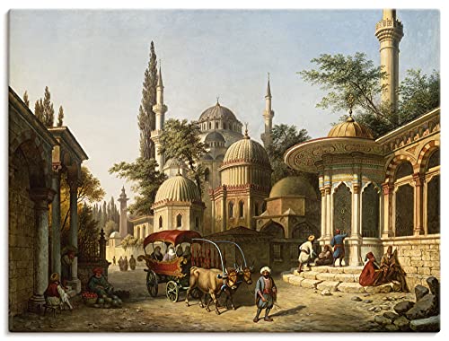 ARTland Leinwandbilder Wandbild Bild auf Leinwand 60x45 cm Wanddeko Gemälde Architektur Orient Türkei Ansicht einer Moschee in Istanbul August Finke U2QJ von ARTLAND