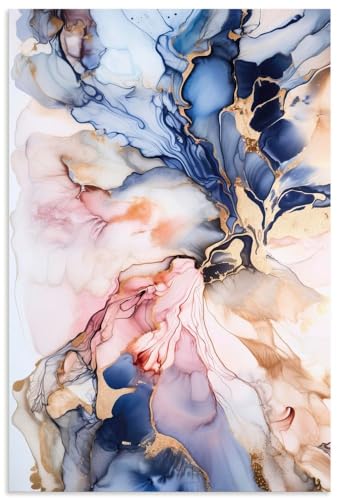ARTland Wanddeko Wandbild Alu Verbundplatte für Innen & Outdoor Bild 20x30 cm Abstrakte Deko Modern Liquid Marmor Achat Tinte Farbe U4WI von ARTLAND