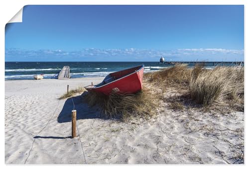 ARTLAND Wanddeko Poster & Kunstdrucke Wandposter Idyll Meer Strand Gräser Boot Küste Ostsee Zingst Fischland-Darß U4ZU von ARTLAND