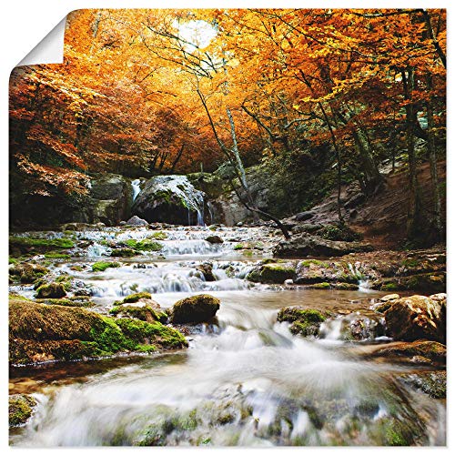 ARTLAND Wanddeko Poster & Kunstdrucke Wandposter Herbst Landschaft Natur Wald Wasserfall Fluss T5TE von ARTLAND