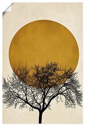 ARTLAND Wanddeko Poster & Kunstdrucke Wandposter 80x120 cm Hochformat Minimalismus Sonne Silhouette Baum Japan U3YC von ARTLAND