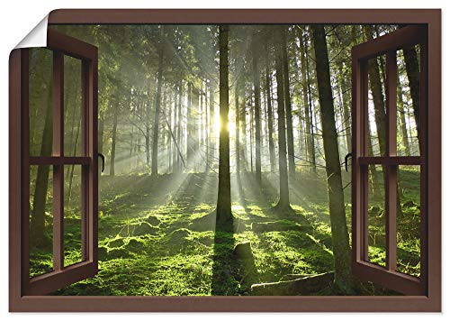ARTLAND Wanddeko Poster & Kunstdrucke Wandposter Fensterblick Wald im Gegenlicht T5SY von ARTLAND