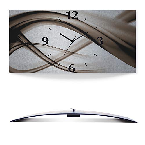 ARTLAND Wanddeko Wanduhr ohne Tickgeräusche Alu Quarzuhr 60x30 cm Eckig Lautlos 3D Design Abstrakt Kunst Modern Ausgefallen Geometrisch S7KT von ARTLAND