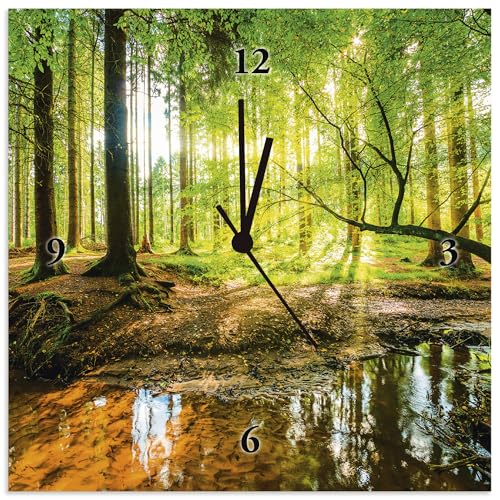 ARTLAND Wanduhr ohne Tickgeräusche Alu Funkuhr 30x30 cm Quadratisch Lautlos Wald Landschaft Natur Sonne Bäume T9IO ARTLAND Wanduhr ohne Tickgeräusche Alu Funkuhr 30x30 cm Quadratisch Lautlos Wald Landschaft Natur Sonne Bäume T9IO von ARTLAND