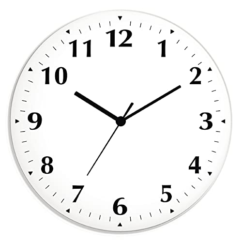 ARTLAND Wanddeko Wanduhr ohne Tickgeräusche aus Glas Quarzuhr Ø 30 cm Rund Lautlos Trendfarbe Weiß S7KH von ARTLAND