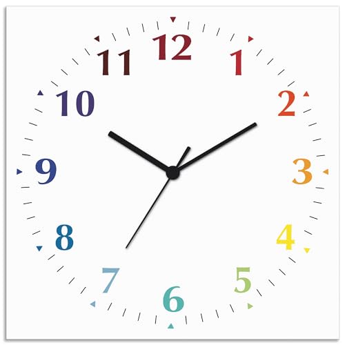 ARTLAND Wanddeko Wanduhr ohne Tickgeräusche Alu Funkuhr 30x30 cm Quadratisch Lautlos 12 Ziffern Farbig Schlichtes Design Weiß S7KI von ARTLAND