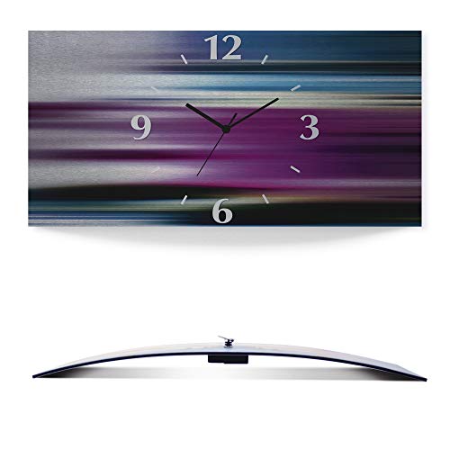 ARTLAND Wanddeko Wanduhr ohne Tickgeräusche Alu Funkuhr 60x30 cm Eckig Lautlos 3D Design Abstrakt Kunst Bunt Modern Ausgefallen S7KY von ARTLAND