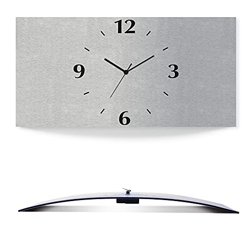 ARTLAND Wanddeko Wanduhr ohne Tickgeräusche Alu Funkuhr 60x30 cm Eckig Lautlos 3D Design Schlichtes Design Modern S7KZ von ARTLAND