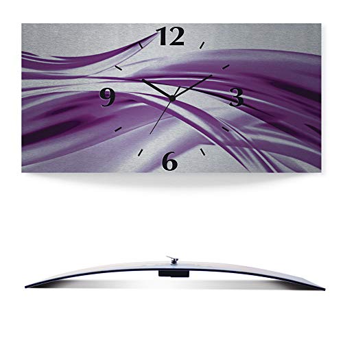 ARTLAND Wanddeko Wanduhr ohne Tickgeräusche Alu Funkuhr 60x30 cm Eckig Lautlos 3D Design Welle Abstrakt Modern Kreativ Ausgefallen S7KV von ARTLAND