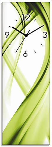 ARTLAND Wanddeko Wanduhr ohne Tickgeräusche Glas Funkuhr 20x60 cm Rechteckig Lautlos Design Abstrakt Kunst Bunt Modern Ausgefallen S8WH von ARTLAND