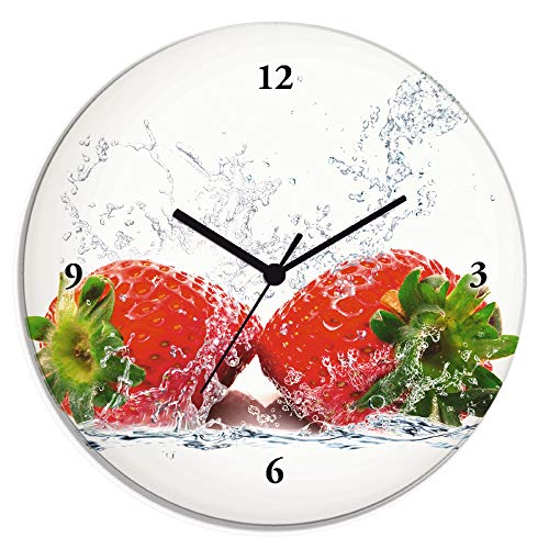 ARTLAND Wanddeko Wanduhr ohne Tickgeräusche Glas Funkuhr Ø 30 cm Rund Lautlos Obst Früchte Erdbeere im Wasser Frucht Modern Food T5SP ARTLAND Wanddeko Wanduhr ohne Tickgeräusche Glas Funkuhr Ø 30 cm Rund Lautlos Obst Früchte Erdbeere im Wasser Frucht Modern Food T5SP von ARTLAND