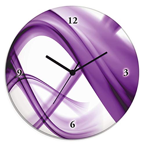 ARTLAND Wanduhr ohne Tickgeräusche Glas Quarzuhr Ø 30 cm Rund Lautlos Design Abstrakt Kunst Bunt Modern Ausgefallen S7MV von ARTLAND