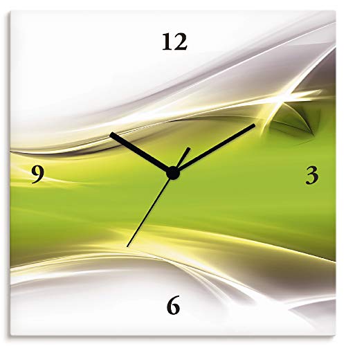 ARTLAND Wanduhr ohne Tickgeräusche Leinwand Funkuhr 30x30 cm Quadratisch Lautlos Design Abstrakt Kunst Modern Ausgefallen Kreativ T9HZ von ARTLAND