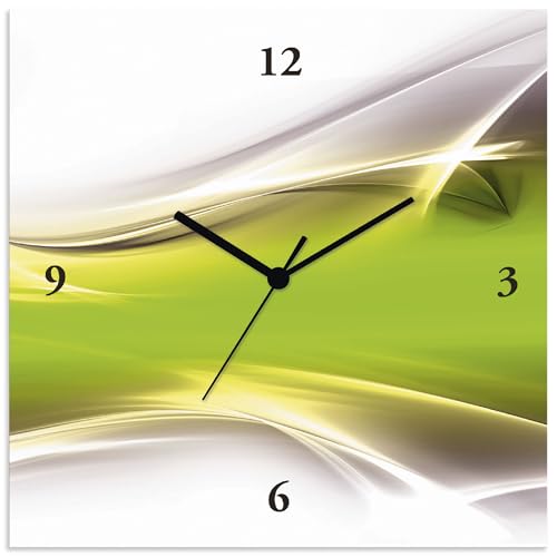 ARTLAND Wanduhr ohne Tickgeräusche Alu Funkuhr 30x30 cm Quadratisch Lautlos Design Abstrakt Kunst Modern Ausgefallen Kreativ T9HZ von ARTLAND