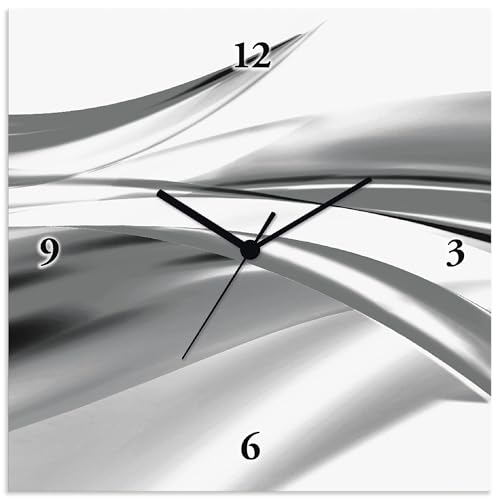 ARTLAND Wanduhr ohne Tickgeräusche Alu Funkuhr 30x30 cm Quadratisch Lautlos Design Welle Abstrakt Modern Kreativ Ausgefallen S7KX von ARTLAND