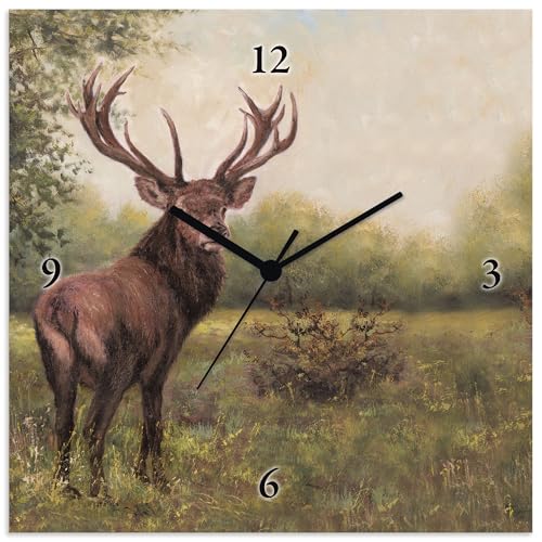 ARTLAND Wanduhr ohne Tickgeräusche Alu Funkuhr 30x30 cm Quadratisch Lautlos Hirsch Tiere Wald Rustikal Landhaus Ländlich T9RB ARTLAND Wanduhr ohne Tickgeräusche Alu Funkuhr 30x30 cm Quadratisch Lautlos Hirsch Tiere Wald Rustikal Landhaus Ländlich T9RB von ARTLAND