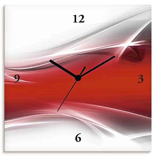 ARTLAND Wanduhr ohne Tickgeräusche Leinwand Quarzuhr 30x30 cm Quadratisch Lautlos Design Abstrakt Kunst Modern Ausgefallen Ungewöhnlich T9IM von ARTLAND