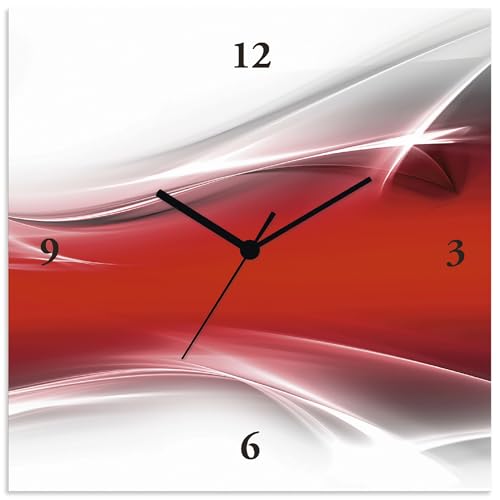 ARTLAND Wanduhr ohne Tickgeräusche Alu Quarzuhr 30x30 cm Quadratisch Lautlos Design Abstrakt Kunst Modern Ausgefallen Ungewöhnlich T9IM von ARTLAND
