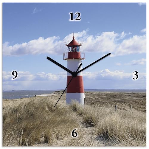 ARTLAND Wanduhr ohne Tickgeräusche Alu Quarzuhr 30x30 cm Quadratisch Lautlos Strand Meer Leuchtturm Urlaub Sylt Maritim T9ML ARTLAND Wanduhr ohne Tickgeräusche Alu Quarzuhr 30x30 cm Quadratisch Lautlos Strand Meer Leuchtturm Urlaub Sylt Maritim T9ML von ARTLAND