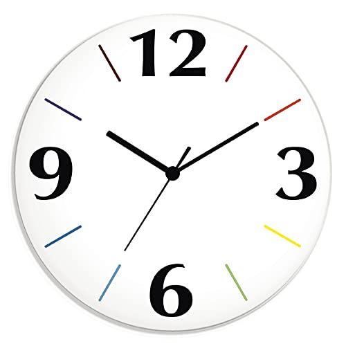 ARTLAND Wanddeko Wanduhr ohne Tickgeräusche aus Glas Funkuhr Ø 30 cm Rund Lautlos Trendfarbe Weiß-Bunt S7KI ARTLAND Wanddeko Wanduhr ohne Tickgeräusche aus Glas Funkuhr Ø 30 cm Rund Lautlos Trendfarbe Weiß-Bunt S7KI von ARTLAND