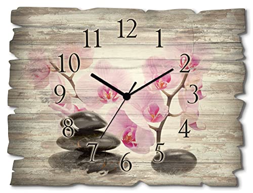 ARTLAND Wanddeko Wanduhr ohne Tickgeräusche aus Holz Quarz Uhr lautlos Rechteckig 40x30 cm Wellness Spa Zen Innere Ruhe Steine Blumen Orchidee Vintage T6BI ARTLAND Wanddeko Wanduhr ohne Tickgeräusche aus Holz Quarz Uhr lautlos Rechteckig 40x30 cm Wellness Spa Zen Innere Ruhe Steine Blumen Orchidee Vintage T6BI von ARTLAND