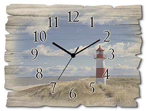 ARTLAND Wanddeko Wanduhr ohne Tickgeräusche aus Holz Quarzuhr 40x30 cm Rechteckig Lautlos Strand Meer Leuchtturm Nordsee Sylt Maritim T9ML ARTLAND Wanddeko Wanduhr ohne Tickgeräusche aus Holz Quarzuhr 40x30 cm Rechteckig Lautlos Strand Meer Leuchtturm Nordsee Sylt Maritim T9ML von ARTLAND