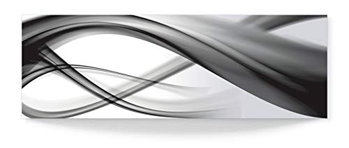 ARTland 3D Wandbild aus Alu Bild gebogen Alubild einteilig 120x40 cm Querformat Moderne Kunst Abstrakt Modern Rauch Welle Schwarz Weiß S7KQ von ARTLAND