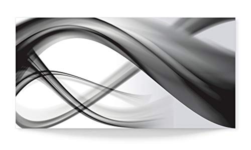 ARTland 3D Wandbild aus Alu Bild gebogen Alubild einteilig 80x40 cm Querformat Moderne Kunst Abstrakt Modern Rauch Welle Schwarz Weiß S7KQ von ARTLAND