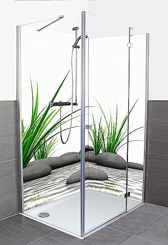 ARTland Duschrückwand Eck mit Motiv Fliesenersatz Alu Rückwand Dusche Verkleidung wasserfest Duschwand Bad Zwei Platten Wellness Zen Stein U4CJ von ARTLAND