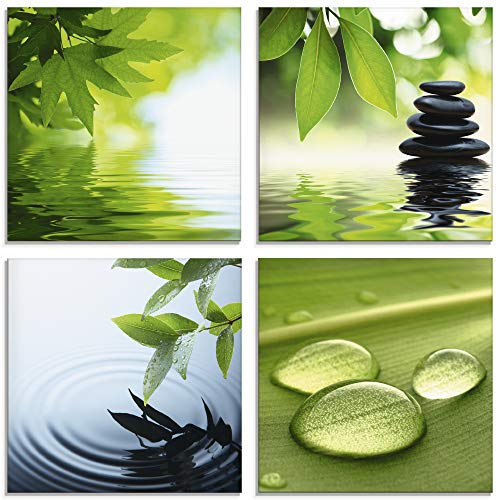ARTland Glasbild Wandbild Glas Bild 4er Set 4 teilig je 40x40 cm Wellness Entspannung Zen Wasser Grün Blätter Stein Pyramide S6PI ARTland Glasbild Wandbild Glas Bild 4er Set 4 teilig je 40x40 cm Wellness Entspannung Zen Wasser Grün Blätter Stein Pyramide S6PI von ARTLAND