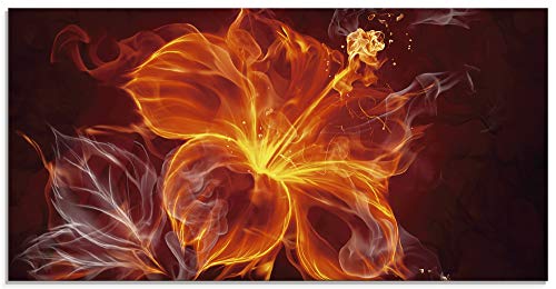 ARTland Wanddeko Glasbilder Wandbild Glas Bild einteilig 100x50 cm Querformat Blumen Feuerblume Feuer Flammen Abstrakte Kunst T9PP von ARTLAND