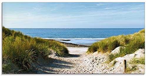 ARTland Wanddeko Glasbilder Wandbild Glas Bild einteilig 100x50 cm Querformat Strand Meer Küste Nordsee Sand Dünen Natur Landschaft Maritim T9EX von ARTLAND