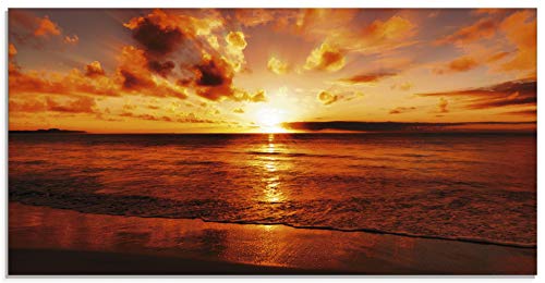 ARTland Glasbilder Wandbild Glas Bild einteilig 100x50 cm Querformat Strand Meer Küste Nordsee Sonnenuntergang Natur Landschaft Maritim T5MR von ARTLAND