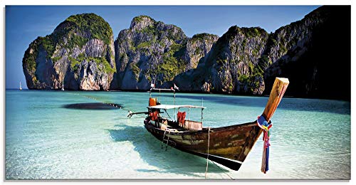 ARTland Wanddeko Glasbilder Wandbild Glas Bild einteilig 100x50 cm Querformat Strand Meer Südsee Boot Thailand Maya Bay KOH Phi Phi Felsen Natur T5VI ARTland Wanddeko Glasbilder Wandbild Glas Bild einteilig 100x50 cm Querformat Strand Meer Südsee Boot Thailand Maya Bay KOH Phi Phi Felsen Natur T5VI von ARTLAND