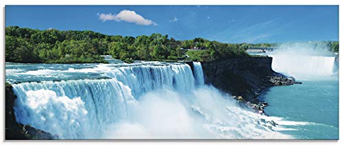 Glasbilder Wandbild Glas Bild einteilig 125x50 cm Querformat Natur Landschaft Wasserfall Niagara Fälle Dschungel Urwald Blau T5SG ARTland von ARTLAND