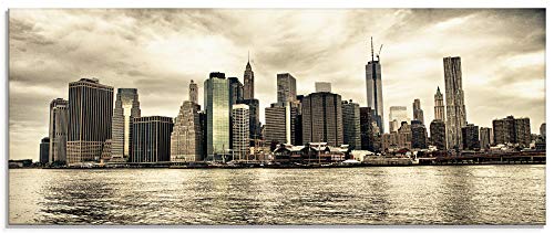 ARTland Glasbilder Wandbild Glas Bild einteilig 125x50 cm Querformat Städte USA Amerika New York City Manhattan Skyline T9MX von ARTLAND