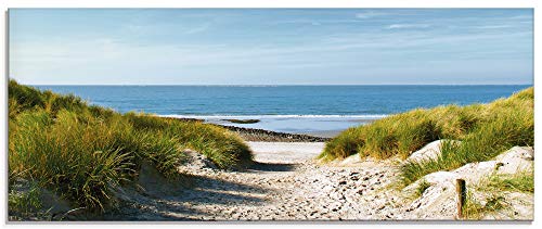 ARTland Glasbilder Wandbild Glas Bild einteilig 125x50 cm Querformat Strand Meer Küste Nordsee Sand Dünen Natur Landschaft Maritim T9EX von ARTLAND