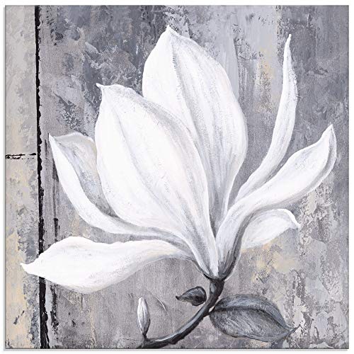 ARTland Glasbilder Wandbild Glas Bild einteilig 20x20 cm Quadratisch Natur Botanik Blumen Magnolie Malerei Klassisch Shabby Chic S6UE von ARTLAND