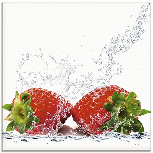 ARTland Glasbilder Wandbild Glas Bild einteilig 30x30 cm Quadratisch Früchte im Wasser Obst Erdbeere Frucht Cocktails Bar Modern T5SP von ARTLAND