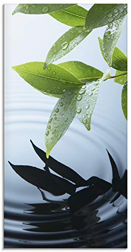 ARTland Glasbilder Wandbild Glas Bild einteilig 30x60 cm Hochformat Natur See Pflanzen Wasser Baum Blätter Wassertropfen T5VV von ARTLAND