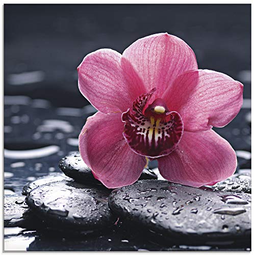 ARTland Glasbilder Wandbild Glas Bild einteilig 40x40 cm Quadratisch Asien Natur Botanik Blumen Blüten Orchideen Zen Entspannung Pink T9MN von ARTLAND