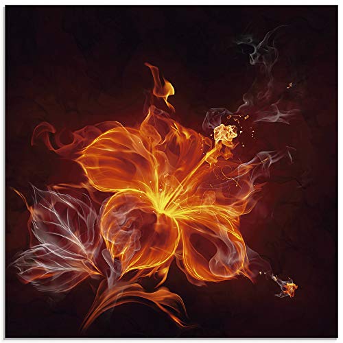 ARTland Glasbilder Wandbild Glas Bild einteilig 40x40 cm Quadratisch Blumen Feuerblume Feuer Flammen Abstrakte Kunst T9PP von ARTLAND