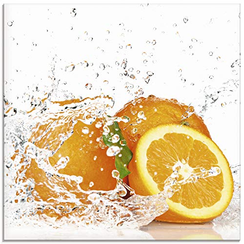 ARTland Glasbilder Wandbild Glas Bild einteilig 40x40 cm Quadratisch Früchte im Wasser Obst Orange Frucht Cocktails Bar Modern T5UI von ARTLAND