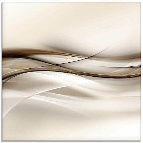 ARTland Glasbilder Wandbild Glas Bild einteilig 40x40 cm Quadratisch Moderne Kunst Abstrakt Modern Rauch Welle Braun T9LI von ARTLAND