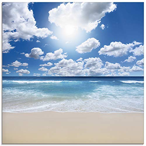 ARTland Glasbilder Wandbild Glas Bild einteilig 40x40 cm Quadratisch Strand Meer Sommer Karibik Südsee Urlaub Natur Sand Himmel Wolken T8KG von ARTLAND