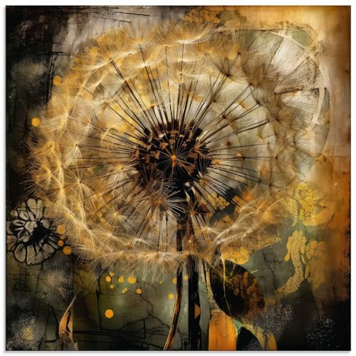 ARTland Glasbilder Wandbild Glas Bild einteilig 50x50 cm Quadratisch Garten Pflanzen Blumen Pusteblume Licht Abstrakt Modern U4WO von ARTLAND