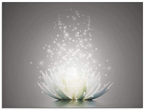 ARTland Wanddeko Glasbilder Wandbild Glas Bild einteilig 60x45 cm Querformat Abstrakte Kunst Botanik Blumen Seerose Lotusblume Kreativ S7FD von ARTLAND
