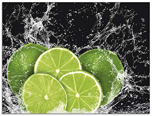 ARTland Glasbilder Wandbild Glas Bild einteilig 60x45 cm Querformat Küchenbilder Obst Früchte Limette im Wasser Grün H9KL von ARTLAND