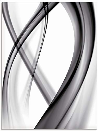 ARTland Wanddeko Glasbilder Wandbild Glas Bild einteilig 60x80 cm Hochformat Moderne Kunst Abstrakt Modern Rauch Welle Schwarz Weiß S7KQ von ARTLAND