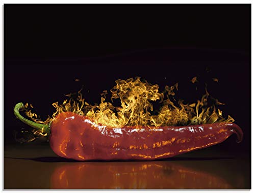 ARTland Glasbilder Wandbild Glas Bild einteilig 80x60 cm Querformat Essen Gewürze Chili Feuer Peperoni Scharf S7PR von ARTLAND